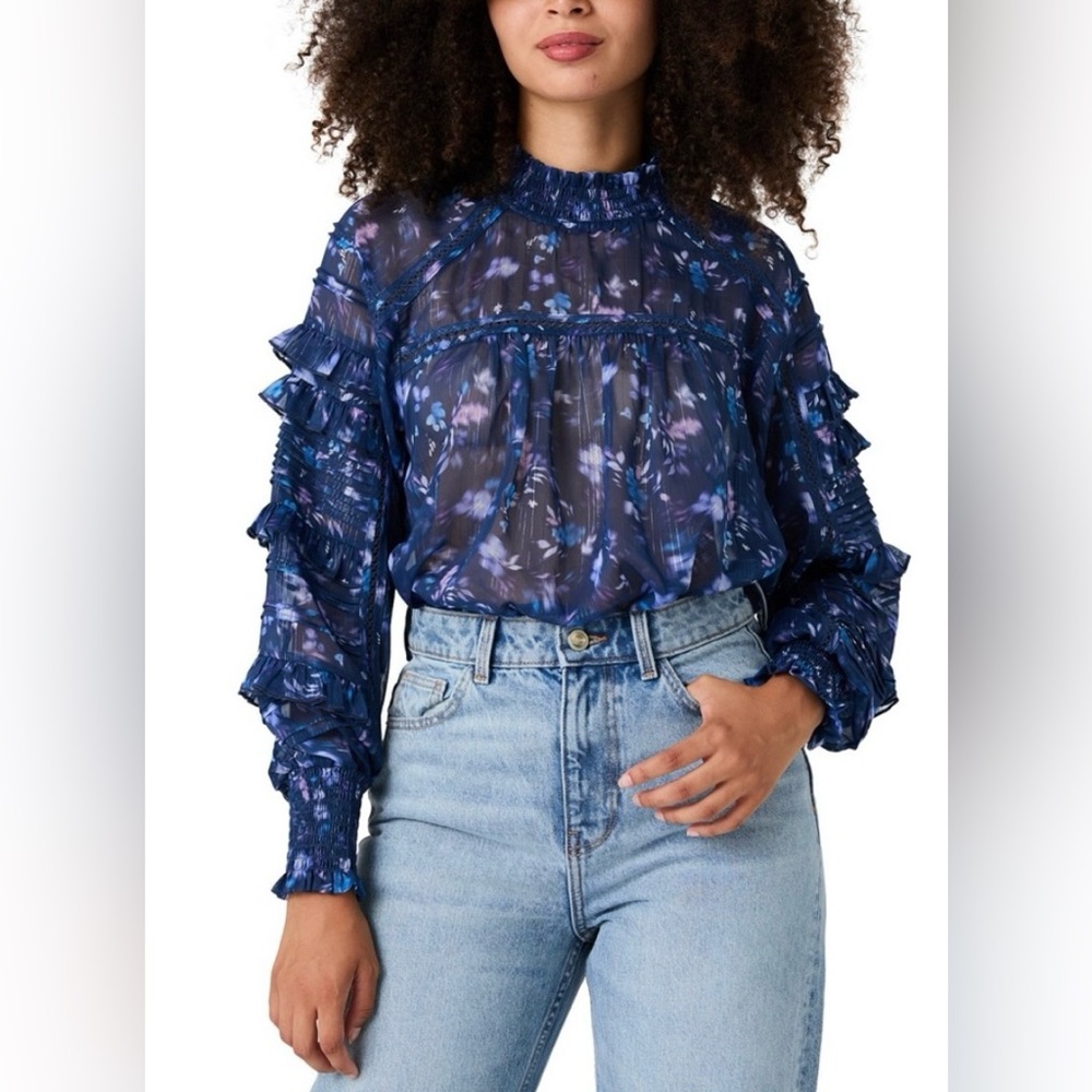 French Connection Navy Floral Blouse